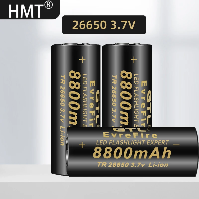 3.7V 8800 MAh Suitable for Fan Flashlight Headlight HMT Lithium Battery 26650 Rechargeable Fast Delivery Power Bank Lipo | Электроника