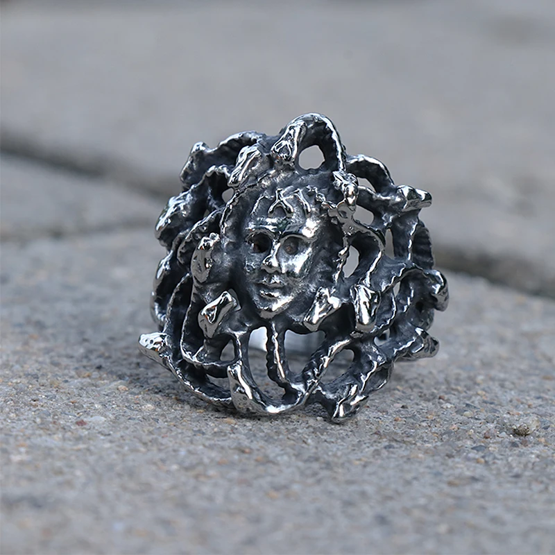 Винтаж древнегреческих мифологии Медуза Кольца из нержавейки Для Мужчин's