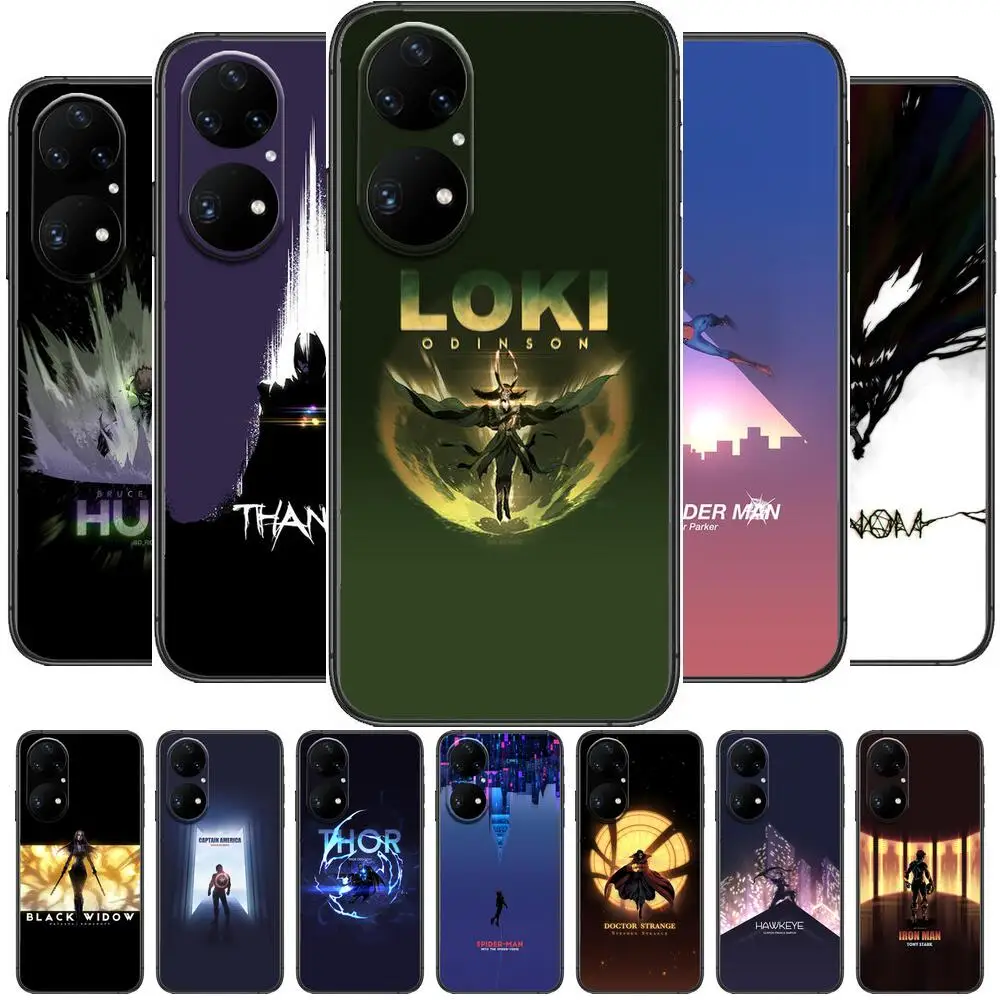 

Avengers Marvel Phone Case For Huawei p50 P40 p30 P20 10 9 8 Lite E Pro Plus Black Etui Coque Painting Hoesjes comic fas