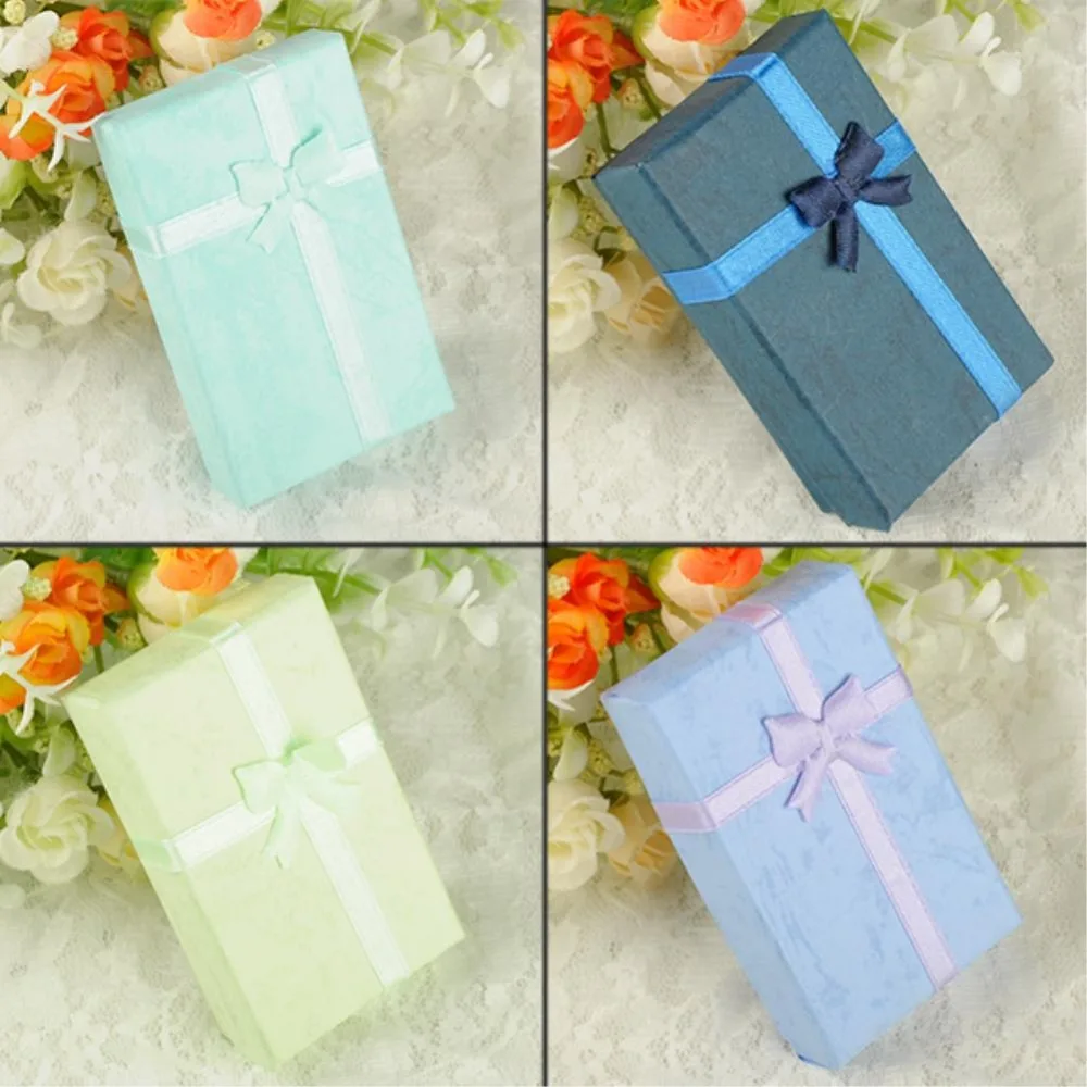 

12Pcs Mixed Color Jewelry Gift Paper Boxes Organizers for Ring Earring Necklace Bracelet Bow Case Package 5x8x2.5cm