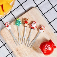 creative stainless steel fruit sign cartoon eco friendly silicone fruit fork used for pick up fruits cakes desserts snacks