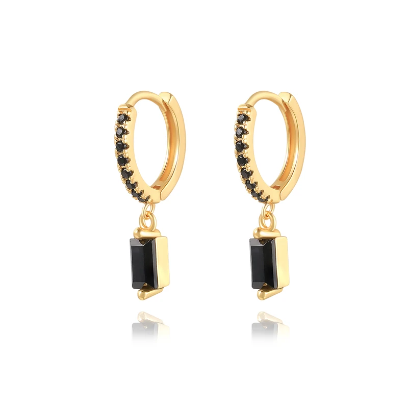 

MC Earrings For Women 2021 Korean Style Silver 925 Square Diamond Hoop Earrings Colorful Small Hoop Earrings Jewelry Plata 925