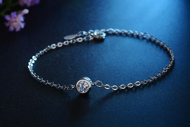 Женский браслет из серебра 100% пробы с круглым фианитом | Украшения и аксессуары