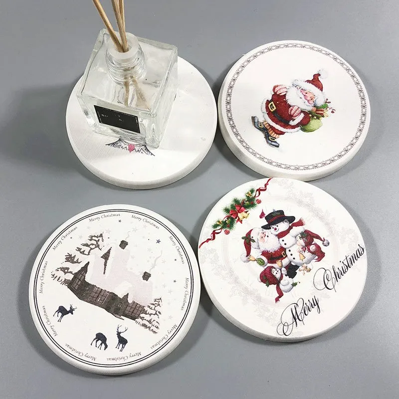 Рождественская чашка коврик узор круглая подставка для напитков Нескользящая