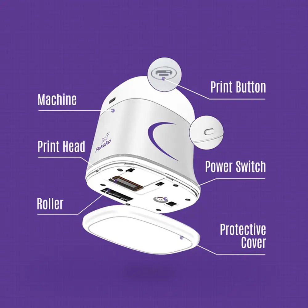 Портативный цветной струйный принтер Pekoko ручной с поддержкой беспроводного