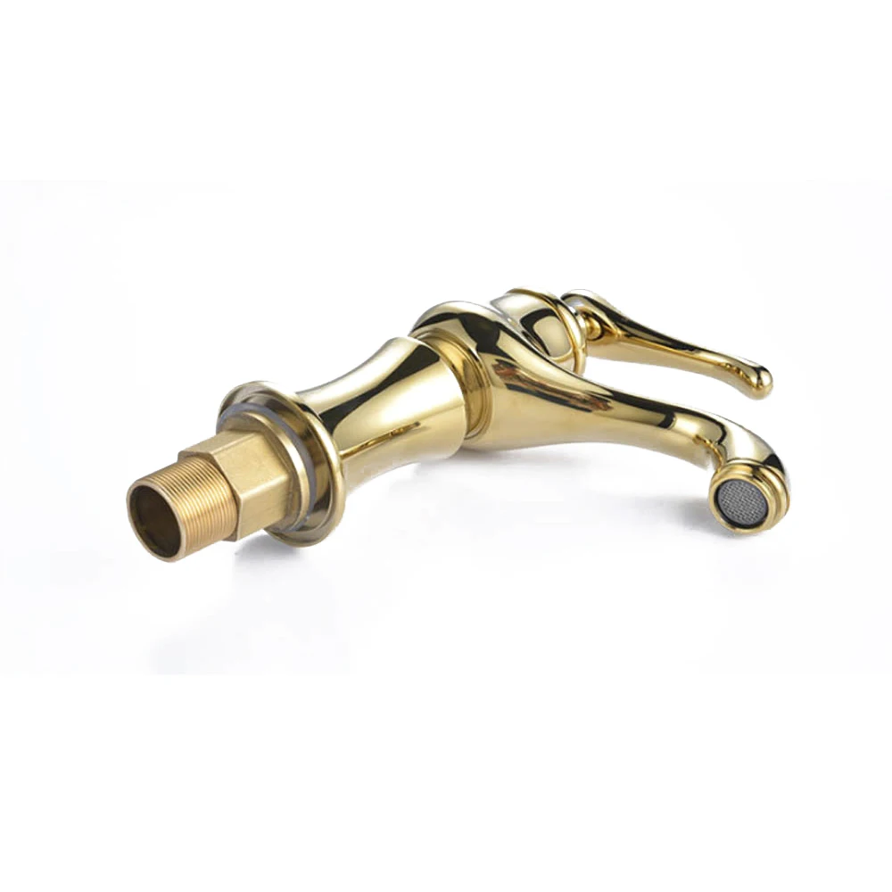Плакированный золотой Латунный смеситель для раковины ванной комнаты Смеситель