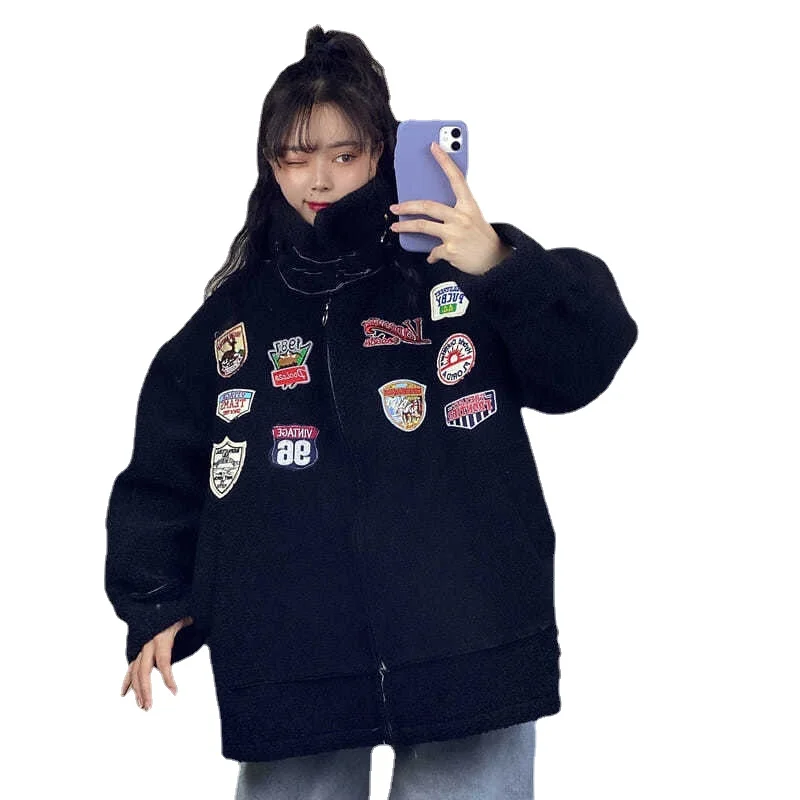 Женский кардиган с имитацией овечьей шерсти куртка большого размера на осень и