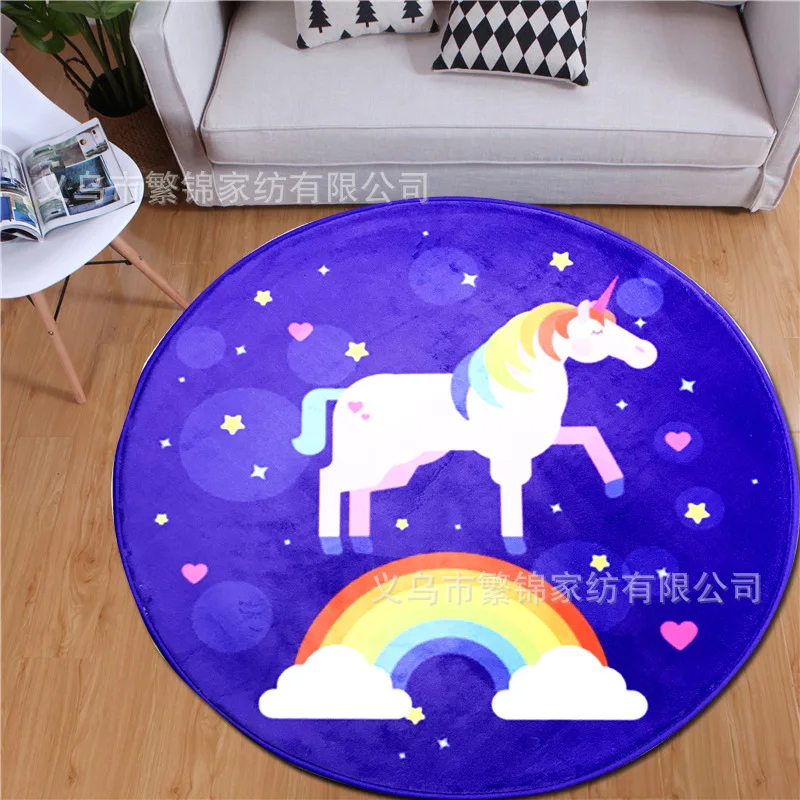 Круглый коврик с принтом единорога мультяшный дверной детский для лазания ковер