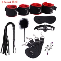 bdsm sex toys for couples sexy leather kits plush sex bondage set handcuffs games whip gag nipple clamps exotic accessories