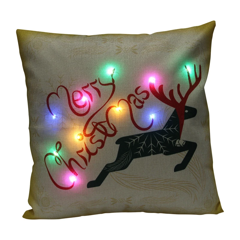 Christmas LED Pillow Case for Home Decor Santa Letters Light Cushion Cover Creative Xmas Gift Sofa Table Chair Decorative | Мать и