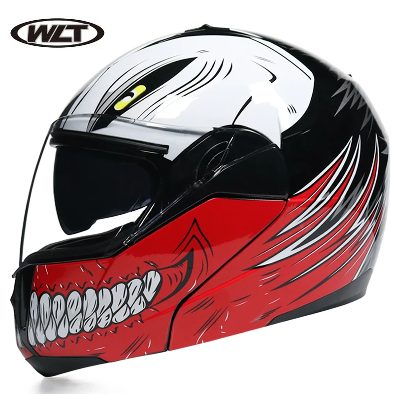 Мотоциклетный шлем с двойным экраном в горошек мотоциклетный откидной крышкой