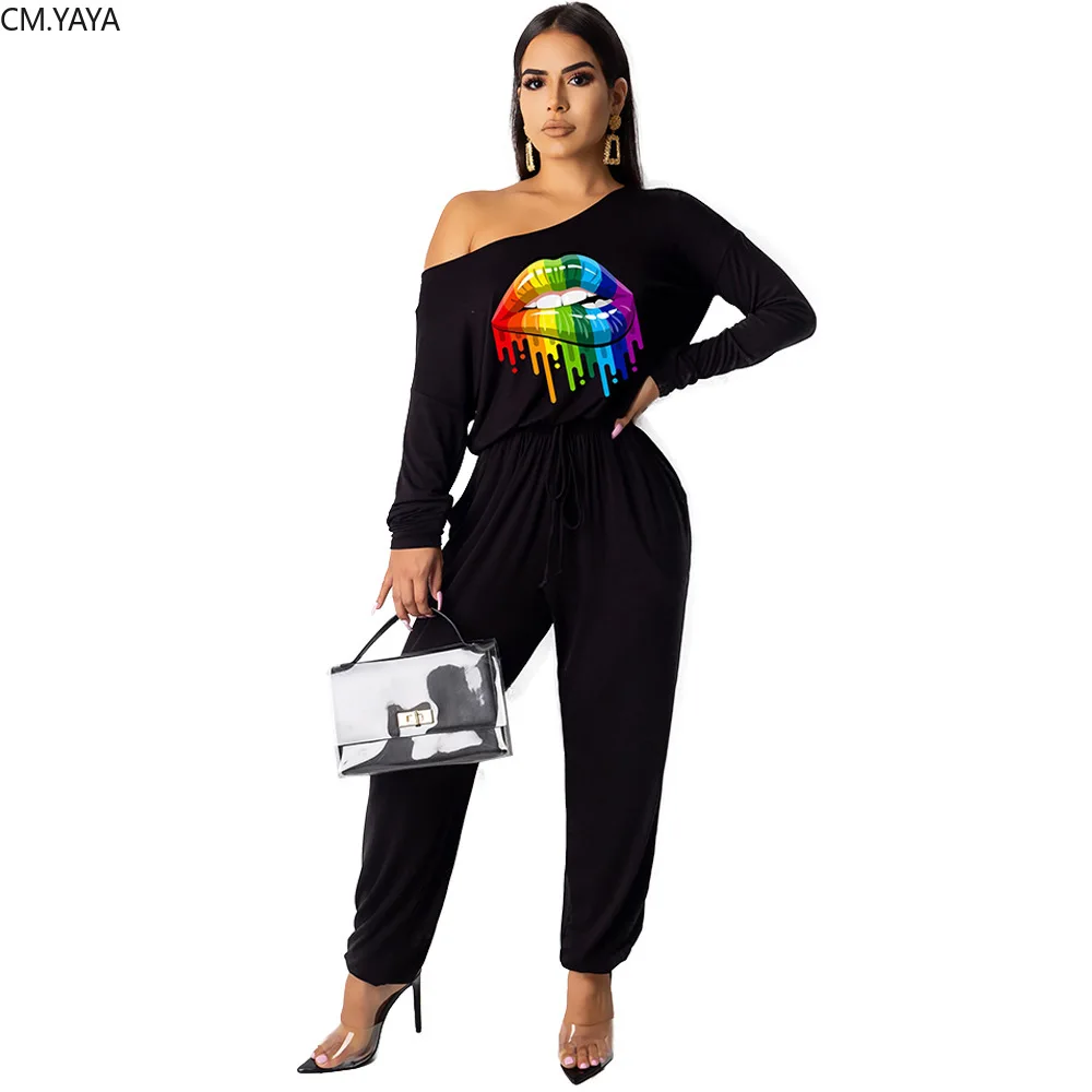 2018 комбинезоны с длинными рукавами Осень зима женские тканые комплекты принтом