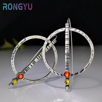fashion vintage round large drop earrings for women geometric creative aesthetic earring simple personalized female ear jewelry