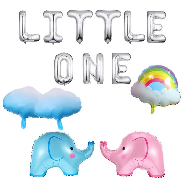 

Little One Banner Mylar Foil Balloons Aluminum Mylar Elephant Helium Foil Baby Girls Balloons for Baby Shower Party Suppliers
