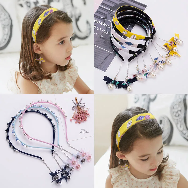 

Childcare Leave Earrings Headband Girls Issuing Tassel Pearl Headband Toothed Anti-Slip Princess chao niu Headband fa shi pin