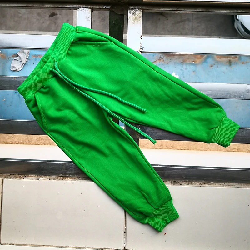 green dong Детская осенне-весенняя одежда; штаны для девочек; детские брюки для маленьких мальчиков; штаны-шаровары; однотонные цвета: черный, серый, синий, красный; яркие цвета - Цвет: green dong