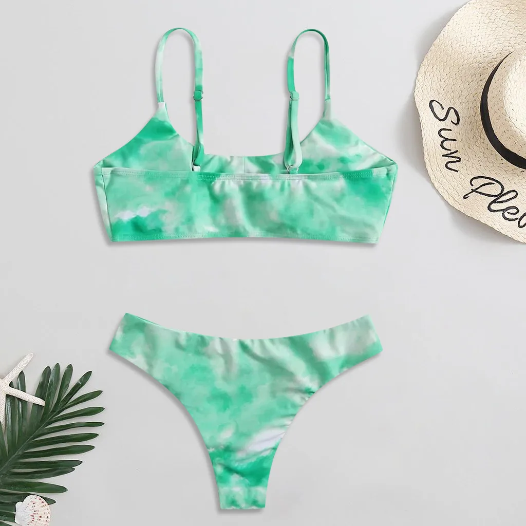 Бикини с принтом в виде галстука бабочки 2020 женский купальник пуш ап динозавра