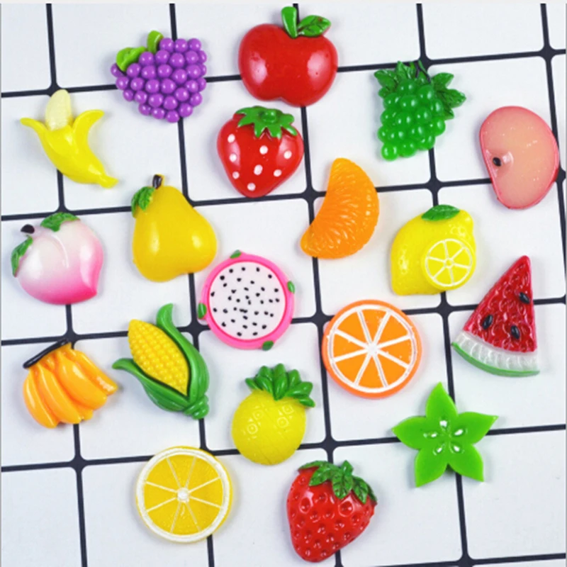 

10 шт. Kawaii плоский задний банан вишня солома DIY Миниатюрный искусственный микс Фрукты Смола Кабошон декоративное ремесло