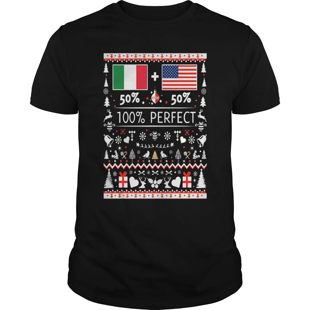 

Men t shirt Short sleeve 50 Italy 50 USA Flags Christmas T Shirt for Italians tshirt(1) cool Women t-shirt tee tops