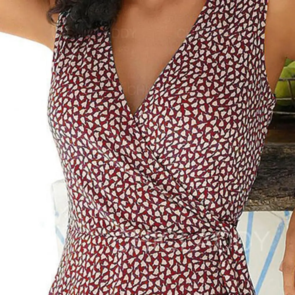 

Women Dress Polka Dot Skin-friendly Polyester Bandage Beach Dress for Beach