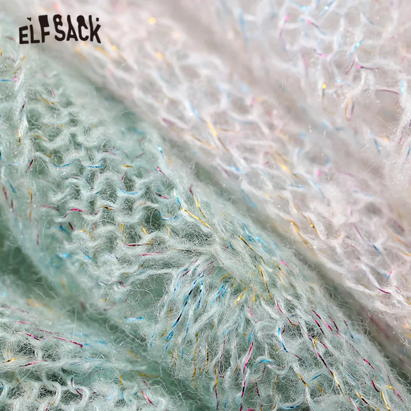 Женский свитер с длинными рукавами ELFSACK белый Повседневный трикотажный пуловер