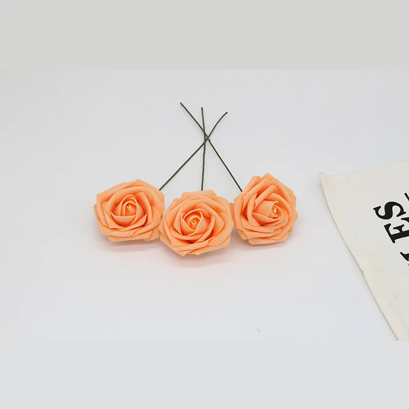 Светло-оранжевые Свадебные цветы из искусственной пены розы оранжевые диаметр 3