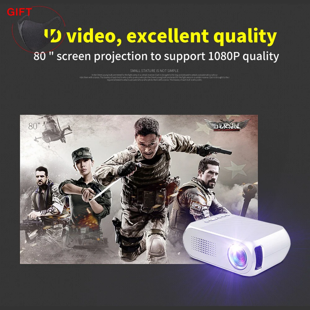 Светодиодный проектор 1080P домашний мини с динамиком для видео кинотеатр