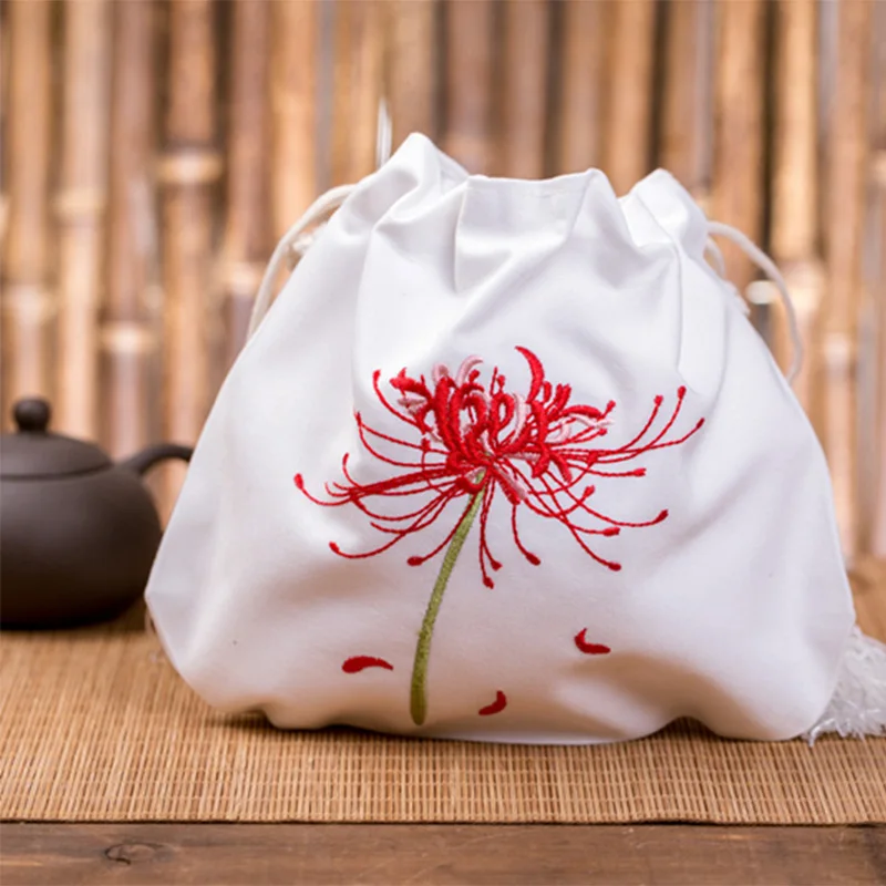 

Canvas Mini Handbag for Women Casual Shopper Bag 2021 High Quality Fashion Exquisite Embroidery Flowers Drawstring Crossbody Bag