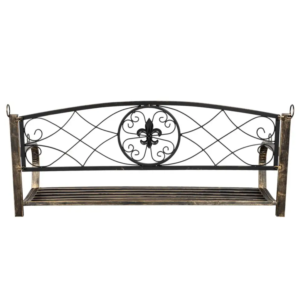 Columpio de Metal para porche de jard&iacute;n, pincel de pintura artesanal dorado, columpio doble para exteriores, elegante-2
