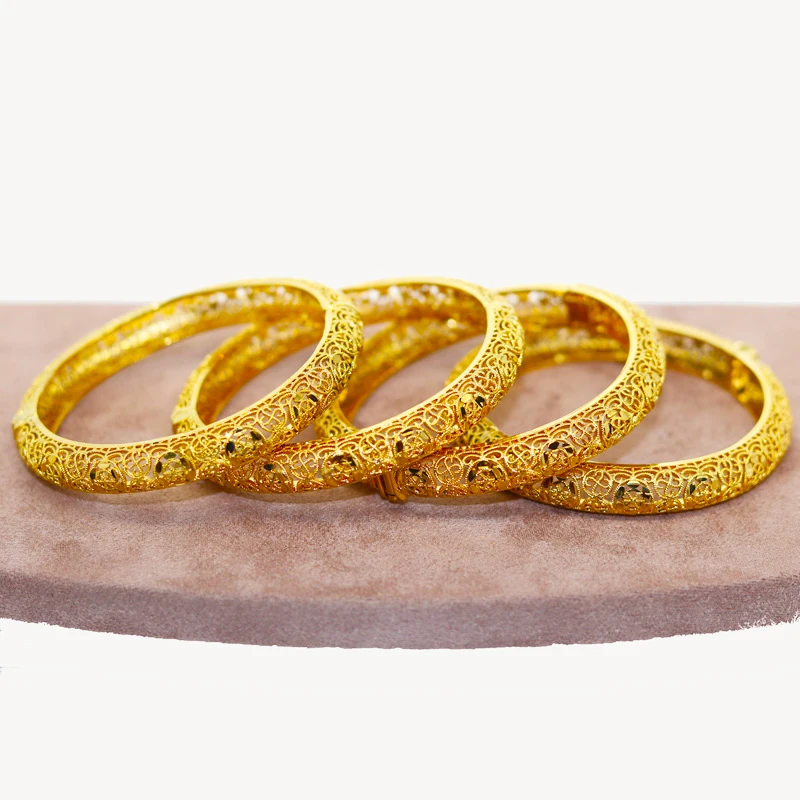

4pcs/lot 24K Saudi Arabia Dubai Bracelets For Women Bracelet Africa Habesha Ethiopian Gold Color Jewelry Girls