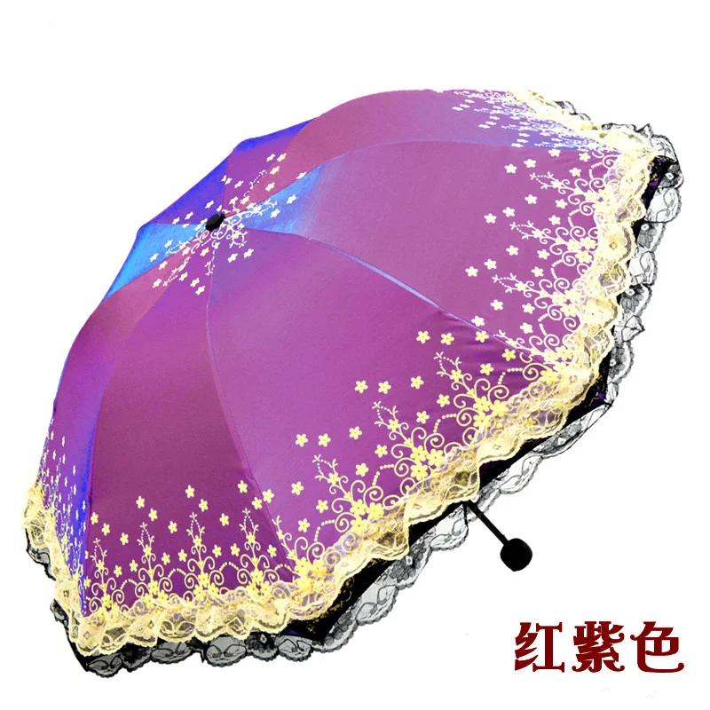 

Color-Changing Glitter Lace Umbrella for Two Persons Vinyl Student Women's Parasol UV-Proof Sun Umbrella Sun Umbrella