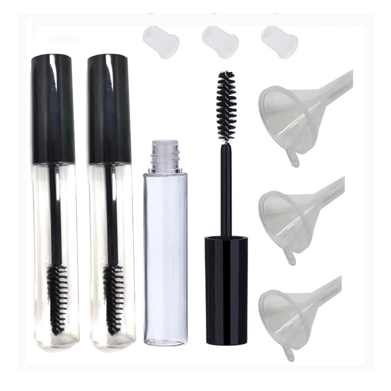 

3ml 10ml 3PCS Empty Mascara Tube Eyelash Cream Vial Liquid Bottle Cosmetic Container with Leakproof Black Cap Contains Funnel