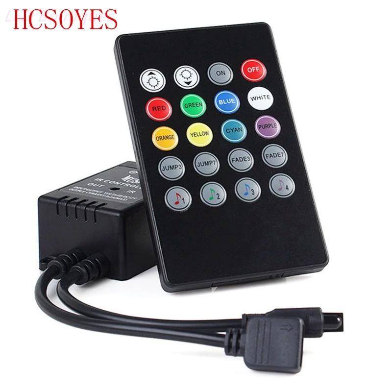 

20key LED Music Controller IR RGB remote wireless led Audio sound sensitive for LED DC12v Black 3528 5050 2835 RGB LED Strip