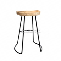modern simple iron foot stool surface solid wood bar stool home high chair coffee shop cold drink shop bar stool bar chair