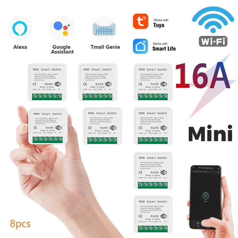 MINI Wifi Smart Switch 16A 2-way Control Timer Wireless Switches Home Automation Compatible With Tuya Alexa Google | Обустройство