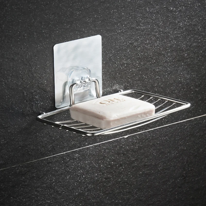 

Stainless Steel Soap Dish Bathroom Storage Soap Rack Plate Box Container Wall Storage Rack Holder