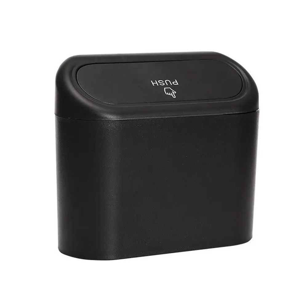 

Portable Car Trash Bin Hanging Vehicle Garbage Dust Case Storage Box Black ABS Square Pressing Type Trash Can Car Accessories