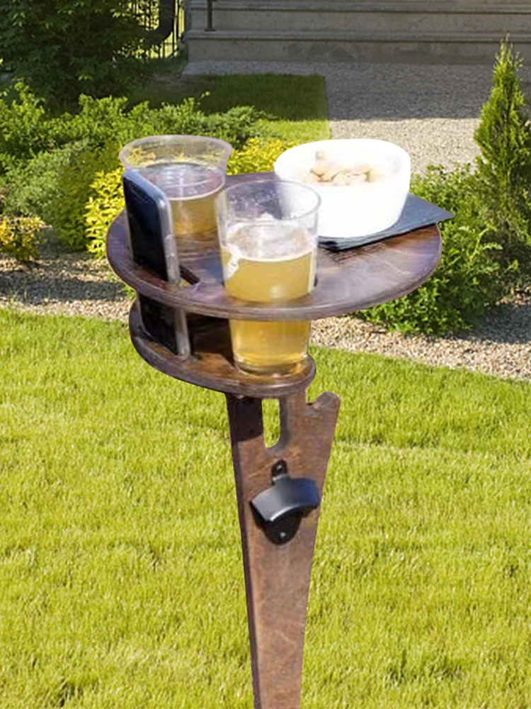 Portable Folding Wine Table Wooden Picnic With Round Desktop Outdoor Holder Travel Tools For Garden Beach Camping | Спорт и