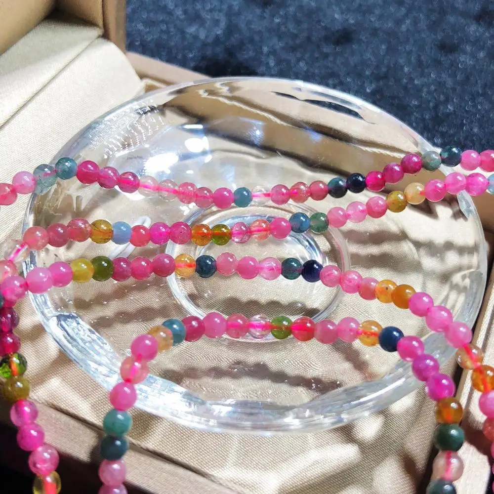 

Natural stone colored tourmaline multi-circle bracelet 3.3mm round beads 4 circle tourmaline bracelet jewelry gift for women