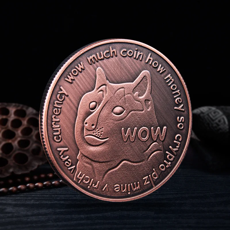Памятные монеты Dogecoin с медным покрытием коллекционные предметы догкоин