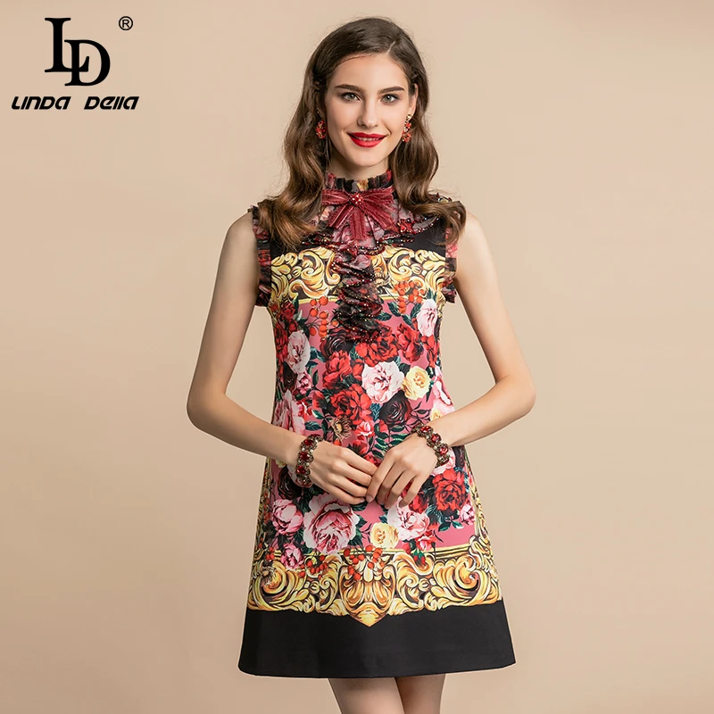 LD LINDA DELLA летнее модное подиумное винтажное платье женские короткие платья без