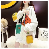 womens lazy wind pasted cloth hoodie 2021 autumn fashion new loose and versatile top coat fashion street splicing hoodie m xxl