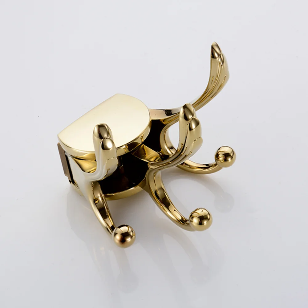 

Coat Hook Rotation Three Hooks Zinc Alloy Wall Hanger Towel Bathroom Robe Accessories(Rose Gold)