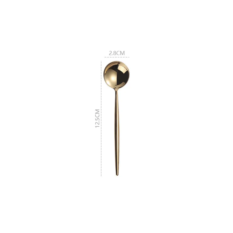 1pc tea spoon Зеркальные золотые вилки, ложки, ножи, посуда, набор столовых приборов из нержавеющей стали, набор серебряных изделий, Золотая палочка для еды, ложка, нож, набор вилок - Цвет: 1pc tea spoon
