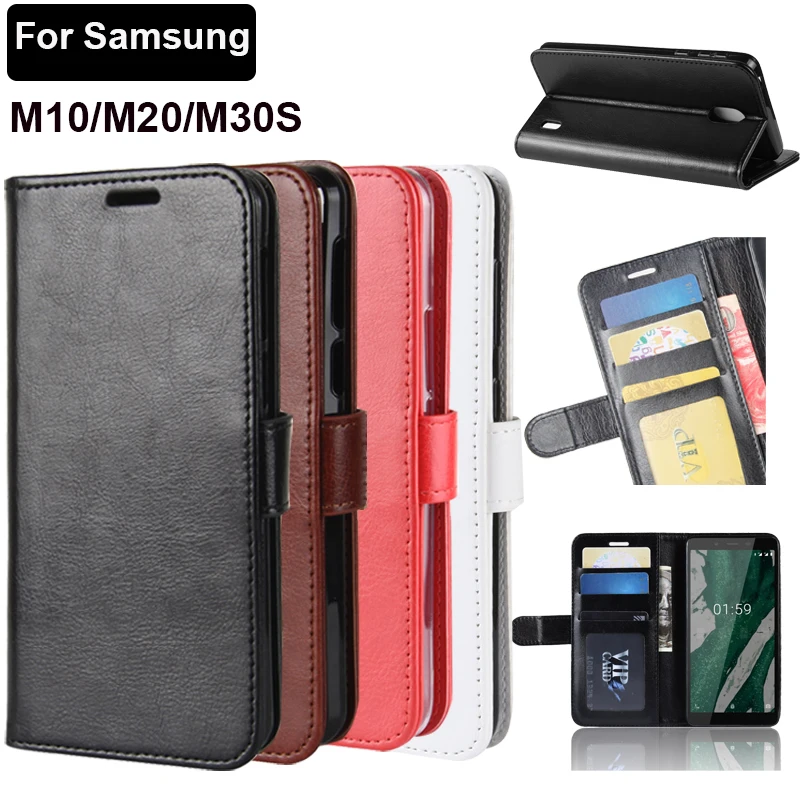 Винтажный кожаный чехол бумажник с откидной крышкой для Samsung Galaxy M10 M20 M30S книжка