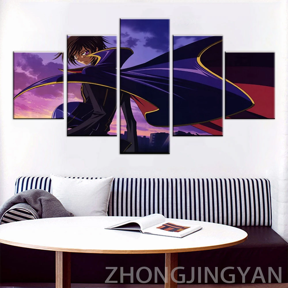 Современные картины на холсте украшение для дома 5 шт. Geass стену Hd-принты аниме