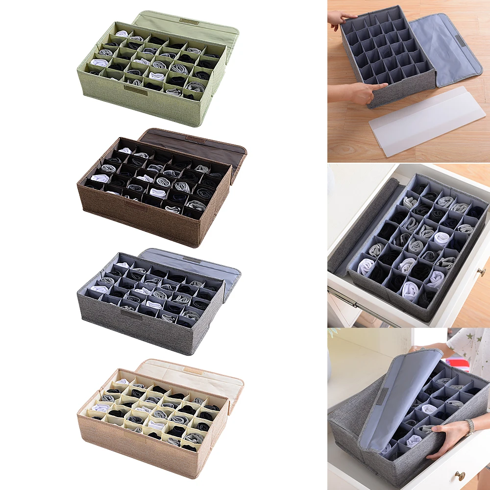 

1pcs Adjustable 30 Compartment Underwear Divider Closet Organizer Bra Ties Socks Container Portable Storage Washable