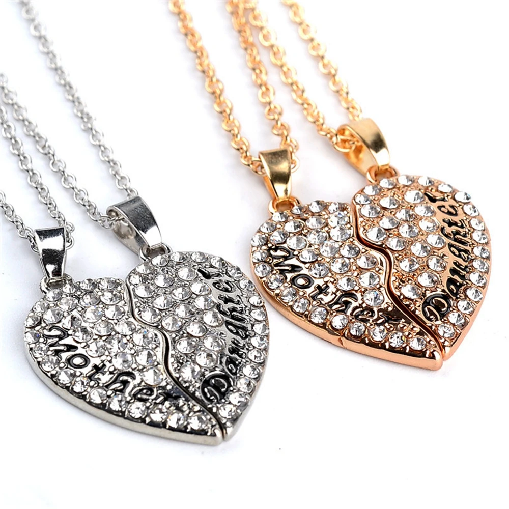 

Mother's Day Necklace two pieces of puzzle Love Pendant