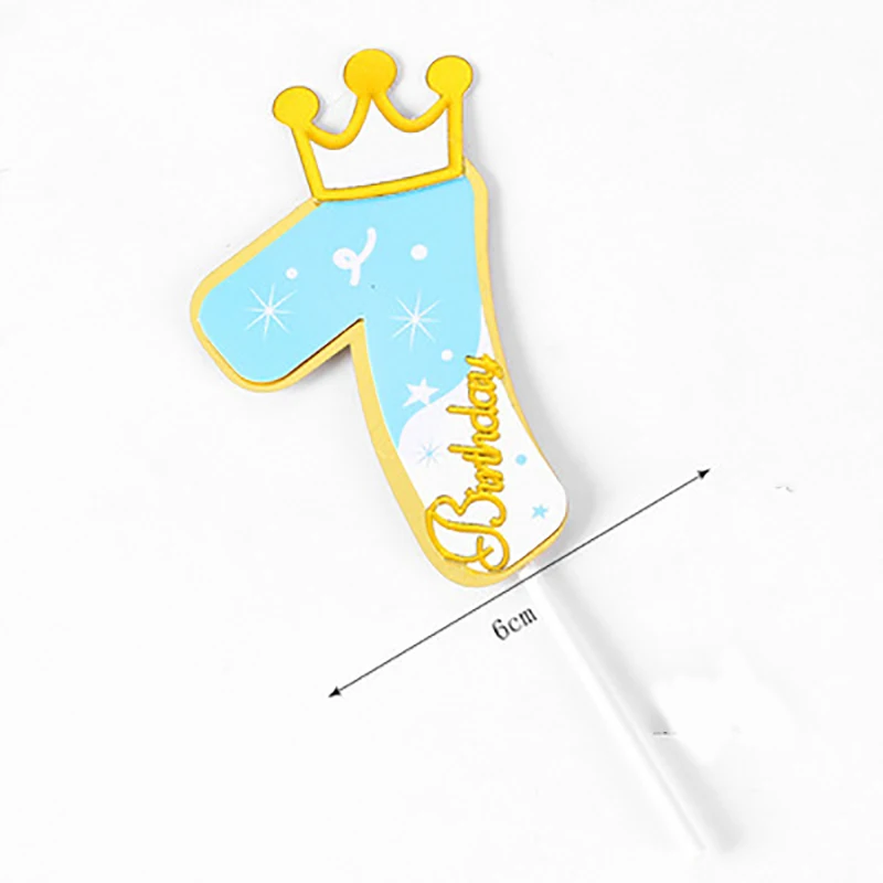 

Number Cake Topper Blue Crown 0-9 Digital Birthday Party Cake Decoration Wedding Cakes Dessert Decor Baby Shower Baking Supplie