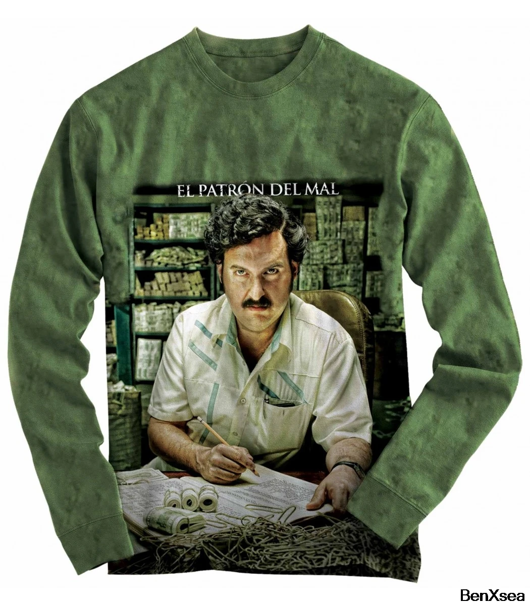 

2018 Fashion PABLO ESCOBAR Printed Hoodies Hip Hop Famous Brand Sweatshirt